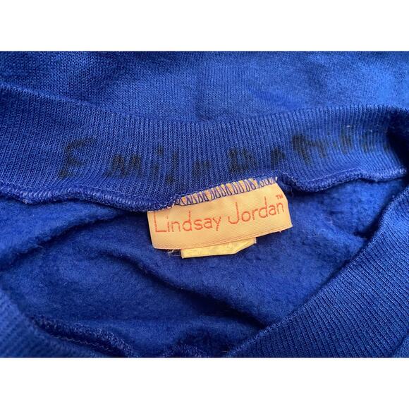 Vintage Lindsay Jordan Dog Applique Nightgown Blue Fleece Plaid Pocket Size - Picture 8 of 8